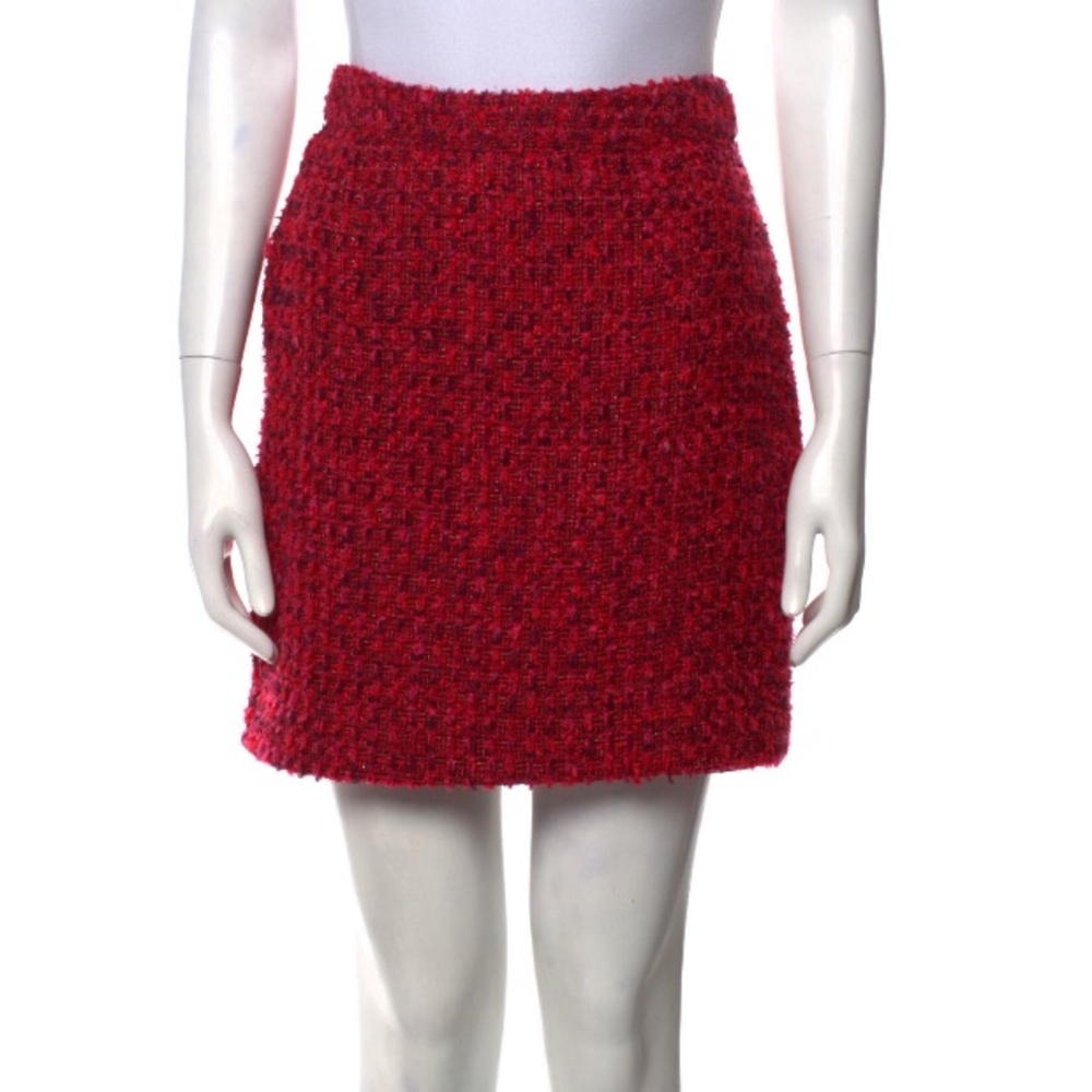Red Tweed Donna Karan Pencil Skirt - Picture 1 of 8